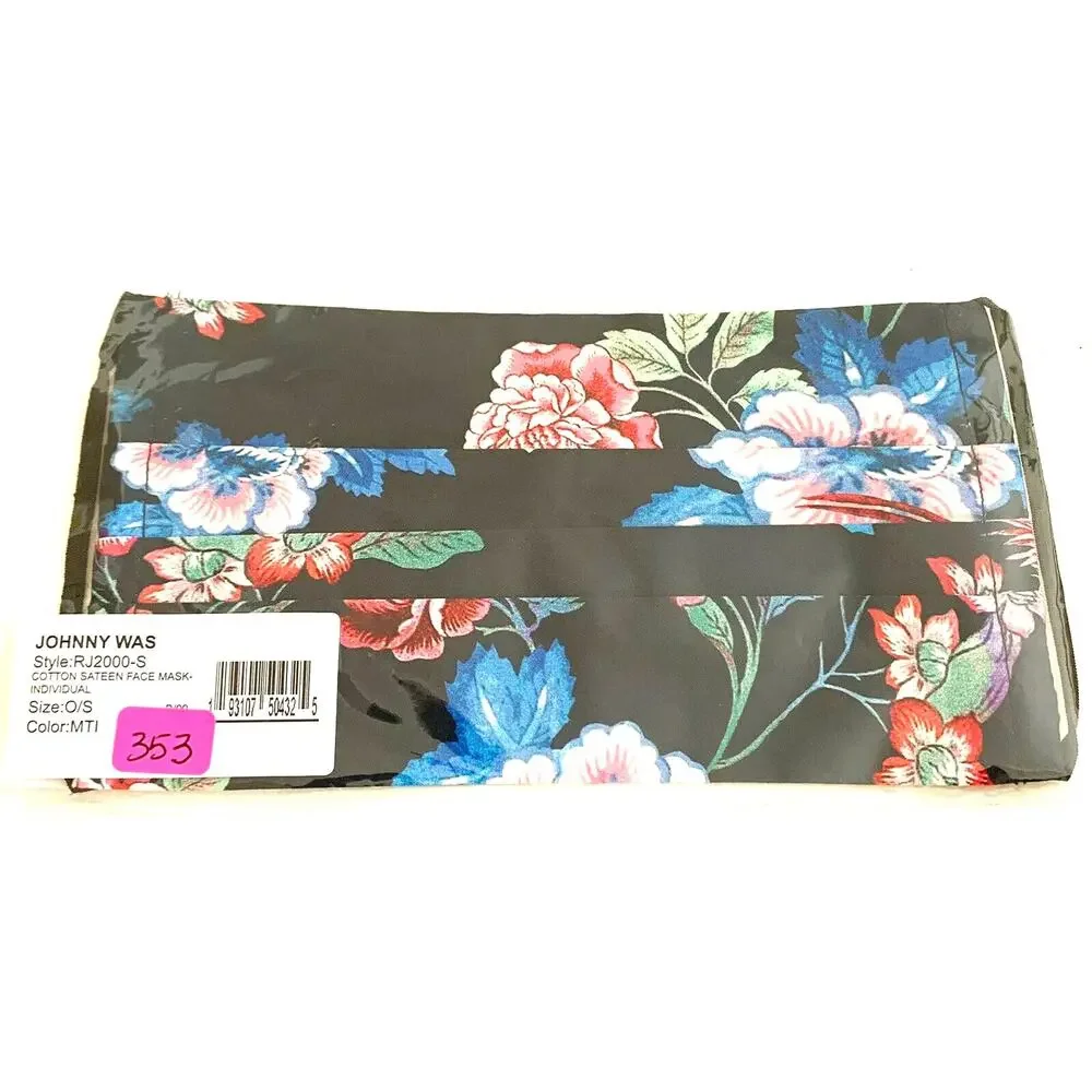 JOHNNY WAS Face Mask Designer Floral Cotton Face Mask Washable